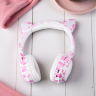 YOU CAT - ZB660 pink heart. Беспроводные наушники cat ear с ушками кошки и подсветкой.