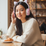 YOU CAT - ZB660 pink heart. Беспроводные наушники cat ear с ушками кошки и подсветкой.