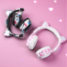 YOU CAT - ZB660 black purple ball. Беспроводные наушники cat ear с ушками кошки и подсветкой.