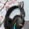 YOU CAT - GT805 black cat. Беспроводные игровые наушники с ушками кошки и подсветкой
